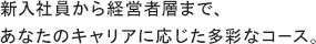 新入社員から経営者層まで、あなたのキャリアに応じた多彩なコース。